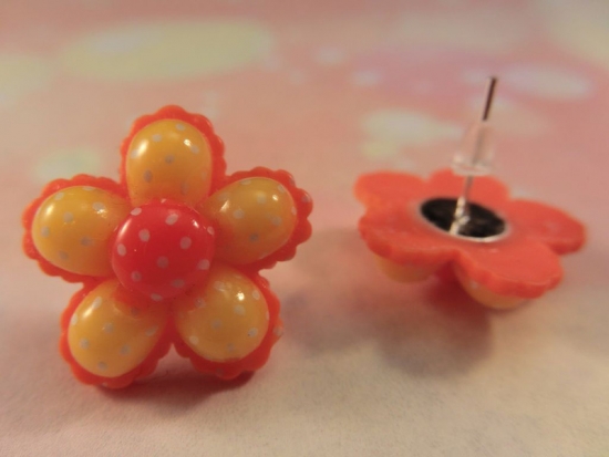 Preview: Candy Blume Ohrstecker Blüte rot orange gelb
